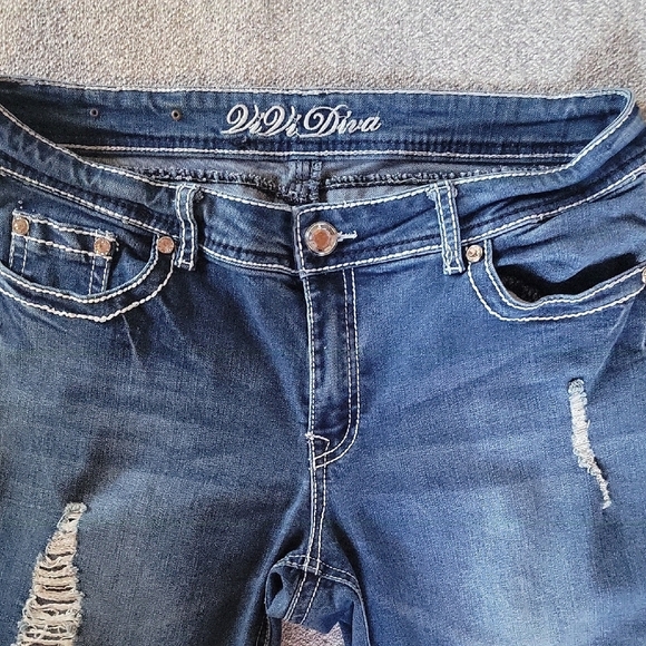 Vivi Diva Blue Distressed Women's Jeans Size 13 - Picture 5 of 9